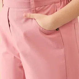 StyloBug Girls Pink Solid Cargo Pants image 4