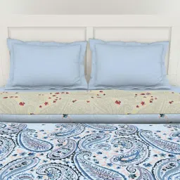 Spaces Floral Sky Blue 144 TC Cotton Double Quilt image 4