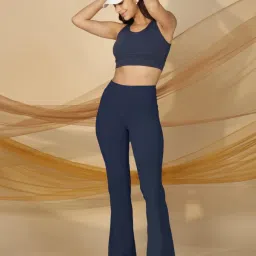 Blissclub Navy Blue Blended Regular Fit Trouser image 4