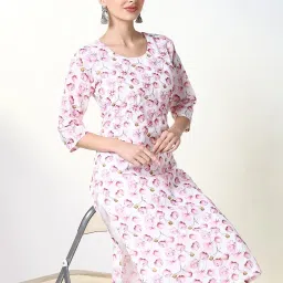 showoffff SHOWOFF Pink Cotton Printed 3/4th sleeve Kurta image 4