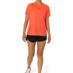 Asics Orange Self Pattern Sports T-Shirt image 4