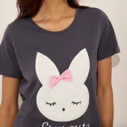 Wunderlove by Westside Charcoal Printed Cotton Pyjamas Set In A Bag image 4