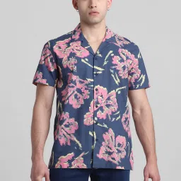 Jack & Jones Blue Indigo Cotton Regular Fit Printed Shirt image 4