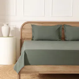 Westside Home Solid Green King Bed Flat Sheet and Pillowcase Set image 4