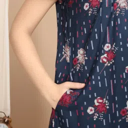 Sweet Dreams Blue Cotton Print Short sleeve Night Dress image 4