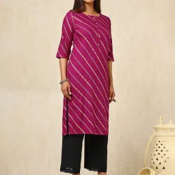 Soch Magenta Rayon Printed Kurta image 4