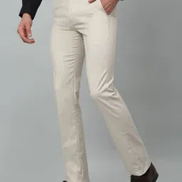 Cantabil Beige Cotton Regular Fit Checks Trousers image 4