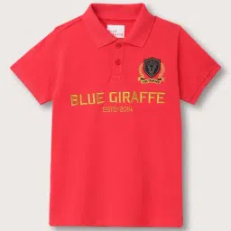 Blue Giraffe Boys Red Cotton Printed 1 T-shirt-image-34
