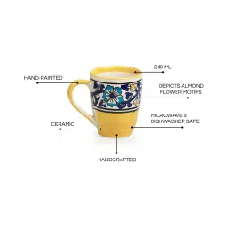 ExclusiveLane Badamwari Bagheecha Light Yellow Ceramic Microwave Safe Coffee Mug (0.24 L) image 4