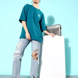 Difference of Opinion Blue Fleece Oversized Sweatshirt image 4