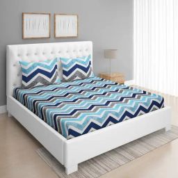 Romee Blue Microfibre Geometric Bed Sheets-picture-33