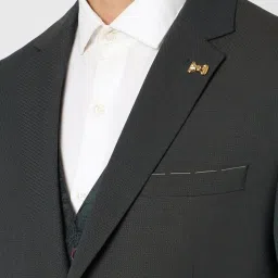 Van Heusen Black Slim Fit Printed Three Piece Suit image 4