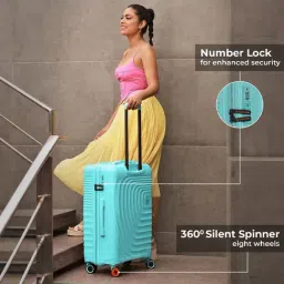 Nasher Miles Boston Turquoise 8 Wheels Medium Hard Cabin Trolley Bag image 4