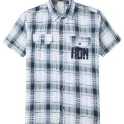 Cavio Boys Navy Cotton Comfort Fit Checks Shirt-picture-20