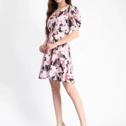 MADAME Mauve Print A Line Dress image 3