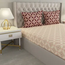 Raymond Home Camphor Maroon Geometric 144 TC Cotton Queen Bedsheet & 2 Pillow Covers image 4