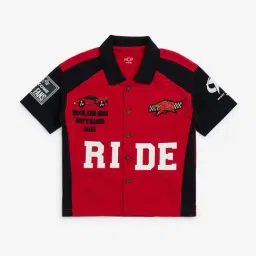 HOP Kids by Westside Red Typographic Cotton Shirt-picture-16