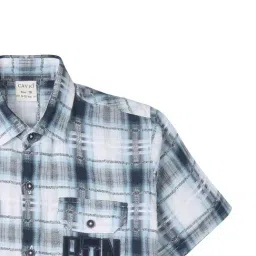 Cavio Boys Navy Cotton Comfort Fit Checks Shirt image 4