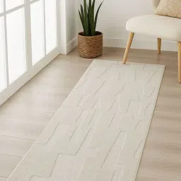 OBSESSIONS Beige Abstract Polyester Bedside Runner 2.5x5 Feet image 2