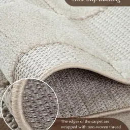 OBSESSIONS Beige Abstract Polyester Bedside Runner 2.5x5 Feet image 4