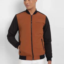 Allen Solly Brown Regular Fit Colour Block Bomber Jacket-picture-44