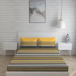 Layers Siena Stripes Multicolor 225 TC Cotton Double Bed Sheet with 2 Pillow Covers-image-5