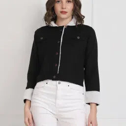 BUYNEWTREND Black Regular Fit Jacket-image-1