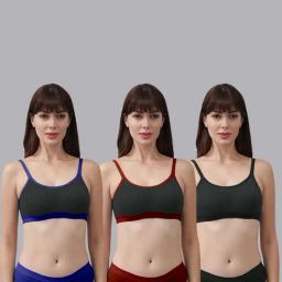 AROUSY Maroon & Black Cotton Bra Panty Set - Pack Of 3-picture-14