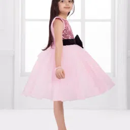 Ministitch Girls Pink Net Sequence Frock image 3