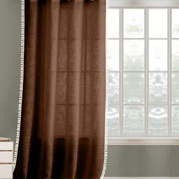 THE LINEN COMPANY Brown & White Sheer Window Curtain-image-78