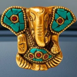 Tiny Shiny Copper Religious Ganesha Metal Statue Prayer Room image 5