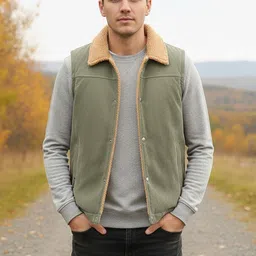 Mast & Harbour Men Spread Collar Solid Gilet Jacket-picture-26