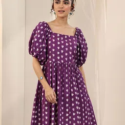 Libas Print Puff Sleeve Fit & Flare Dress image 4