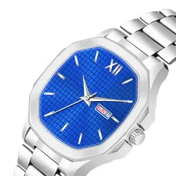THE SHOPOHOLIC Men Patterned Dial & Bracelet Style Straps Analogue Watch ARABIC BLUE image 3