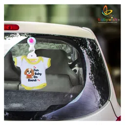 Babywish Baby on Board Car Decals Cloth Safety Sign Board Come with One Hanger & One Large Vaccum Suction Cups - Yellow-image-67
