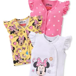 Babyhug Disney 100% Cotton Knit Frill Sleeves Jhablas  Minnie Mouse Graphics Pack of 3 - Multicolor-image-39
