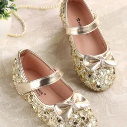 Cute Walk by Babyhug Ballerina With Sequins & Bow Applique - Golden-picture-11