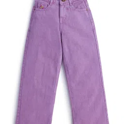 Knit N Knot Denim High Waist Solid Wide Legged Jeans - Lavender-picture-40