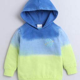 BUMZEE Looper Knit Full Sleeves Tie & Dye Hooded Sweatshirt - Green & Blue-picture-28