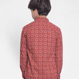 CRIMSOUNE CLUB Full Sleeves Floral Printed Shirt - Red image 3