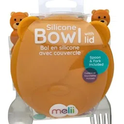 Melii Silicone Bowl with Lid & Utensils - Bear Brown image 2