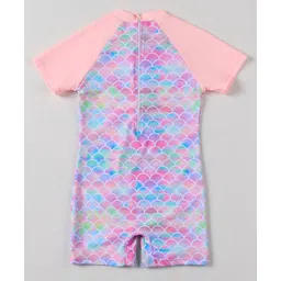 Mark & Mia Half Sleeves Legged Swimsuit Mermaid Print - Pink image 2