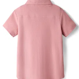 kookie kids india Kookie Kids Knit Half Sleeves Resort Collar Solid Shirt - Rose Gold image 2