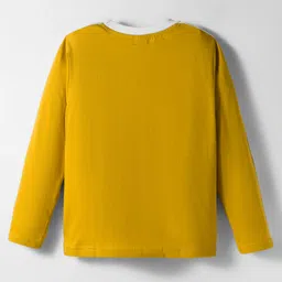 Taeko Single Jersey Knit Full Sleeves T-Shirt with Sport Theme Text Print - Yellow image 2