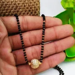 Laksh Enterprise Women Black & Gold-Plated Artificial Stones & Beads Brass Mangalsutra-image-65