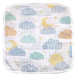 Abracadabra 100% Cotton Muslin Wash Cloths Pack Of 3 Lost in Clouds Print - Multicolour image 3