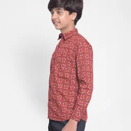 CRIMSOUNE CLUB Full Sleeves Floral Printed Shirt - Red image 4