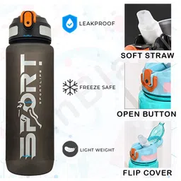 FunBlast Water Bottle With Straw Black500 ml image 4