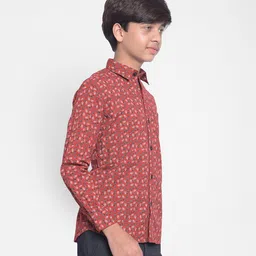 CRIMSOUNE CLUB Full Sleeves Floral Printed Shirt - Red image 5