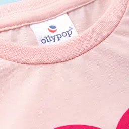 Ollypop Sinker Knit Full Sleeves T-Shirt with Heart & Text Print - Pink image 5